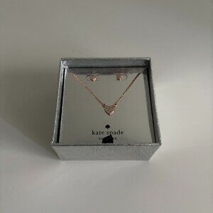 NWT Kate Spade Yours Truly Pave Heart Necklace and Studs.